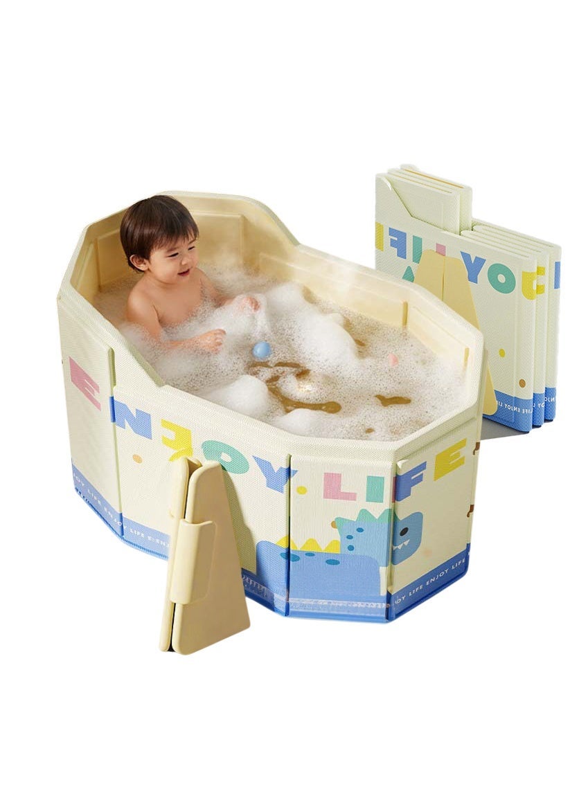 WALALLA Foldable Baby Bathtub, Portable Collapsible Toddler Bath Tub with Ergonomic Backrest, Reinforced Locking Structure and Non-Slip Legs, Space-Saving Travel Bath for Shower, Home and Hotel
